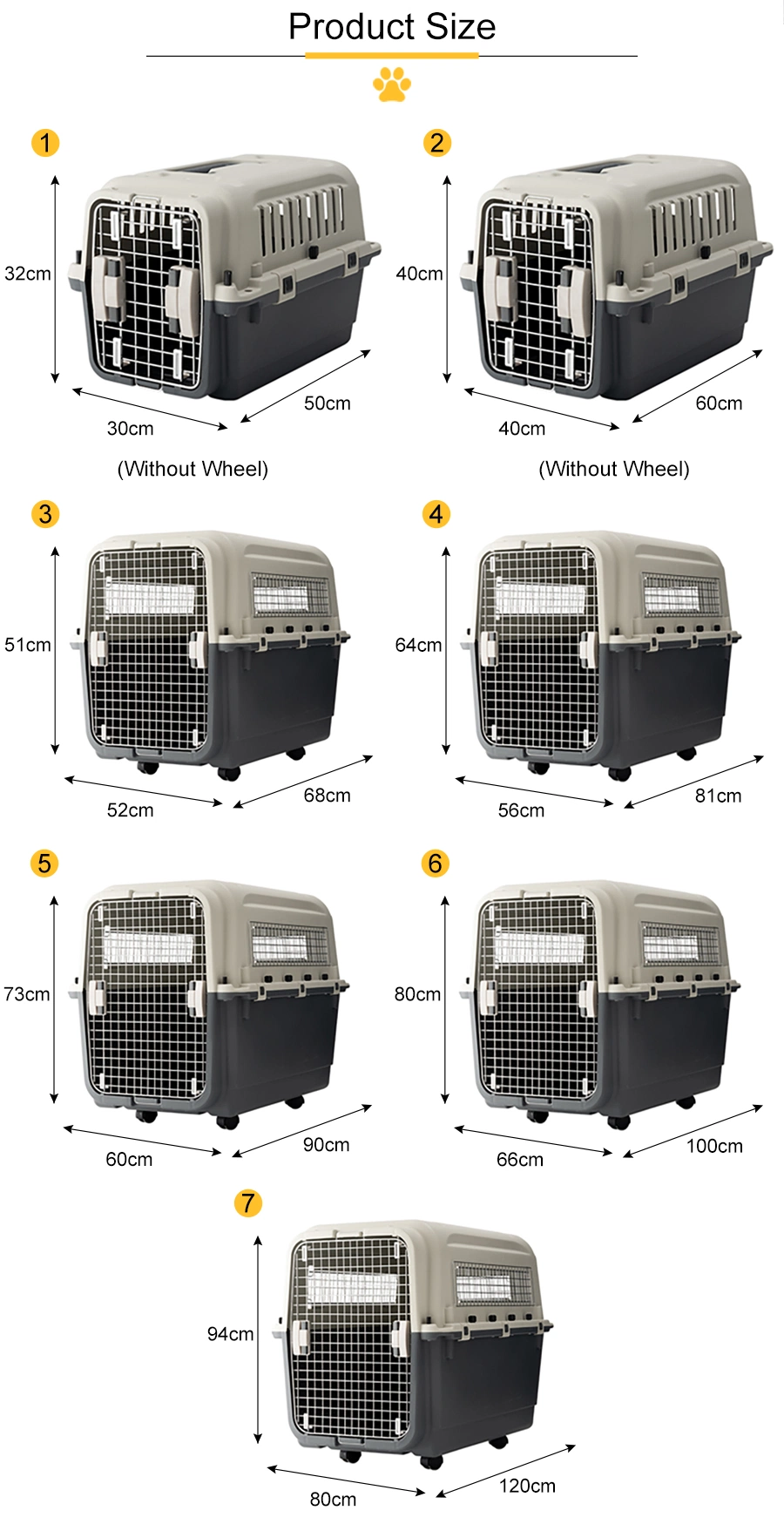 Airline Approved Plastic Crate for Large Dog and Cat Air Box